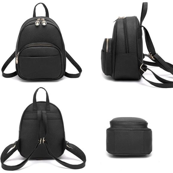 Little Backpack Bag Small Size Purse Vegan Leather Black - Picture 6 of 6